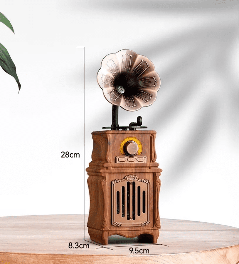 mini retro radio vintage houten fonograaf