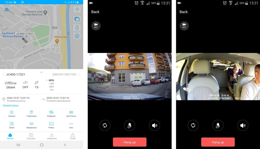 app profio x5 autocamera met gps en live transmissie