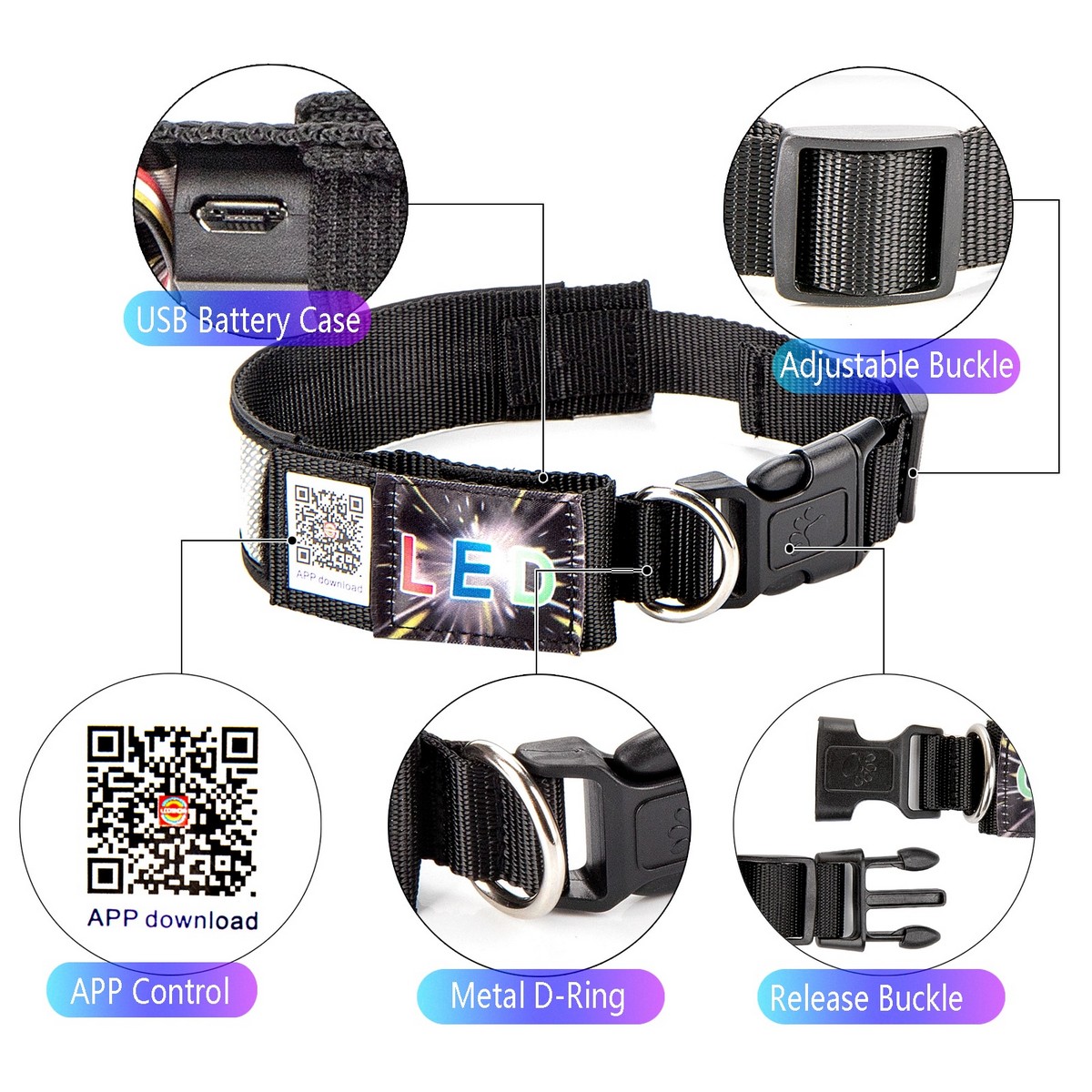 led-oplichtende halsband met led-display