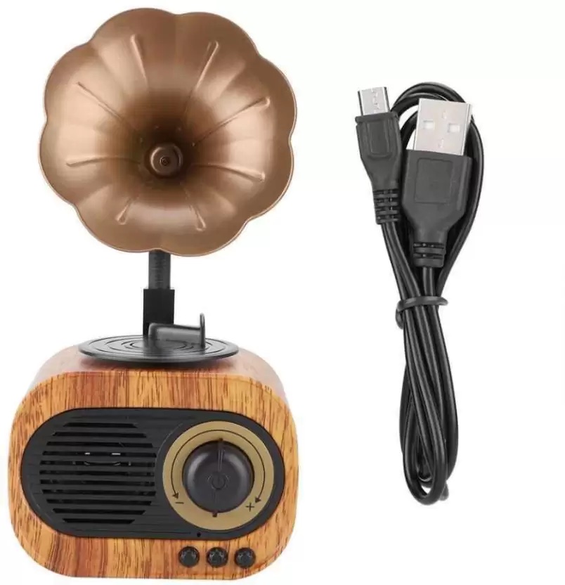 minigrammofoon kleine radio retro design houten stijl