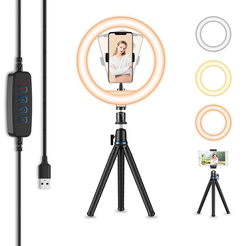 Circulair LED-licht voor fotografie met stand voor telefoon