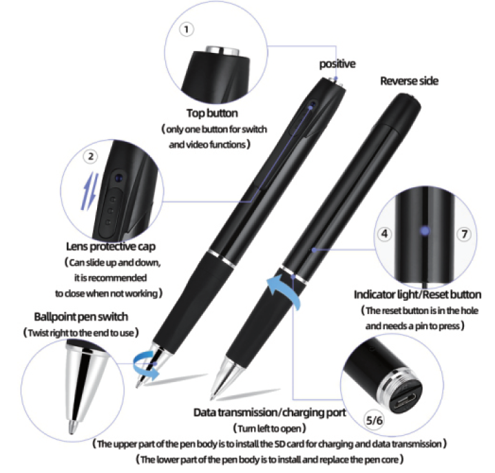 verborgen camera in pen wifi-video voor mobiel