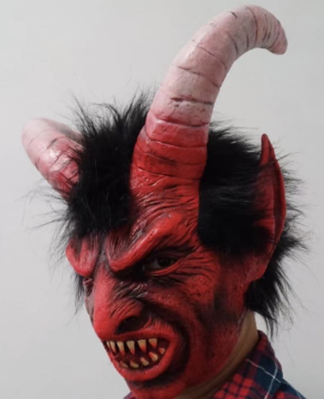 Lucifer gezichtsmasker met hoorns op het hoofd demon