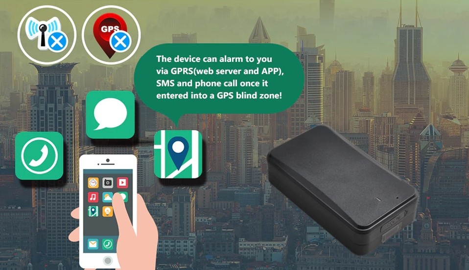 GPS blinde zone alarm tracker