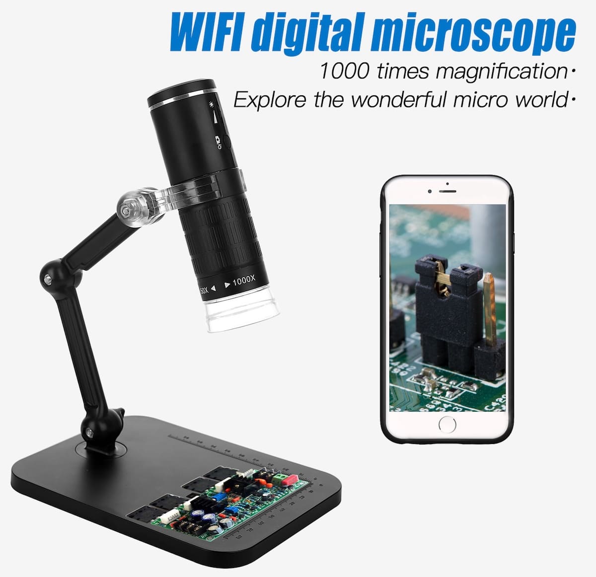 microscoop met wifi en ledverlichting voor mobiele telefoon smartphone