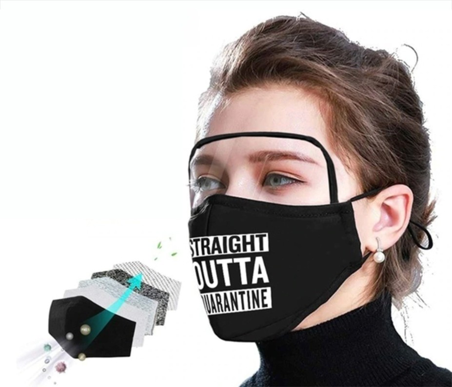 zwart masker met schild - unisex voor dames en heren