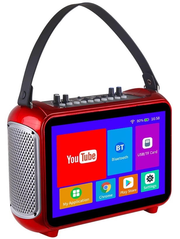 Mini draagbare karaokeset met display en microfoon