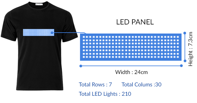 led-t-shirt met programmeerbare bluetooth-tekst