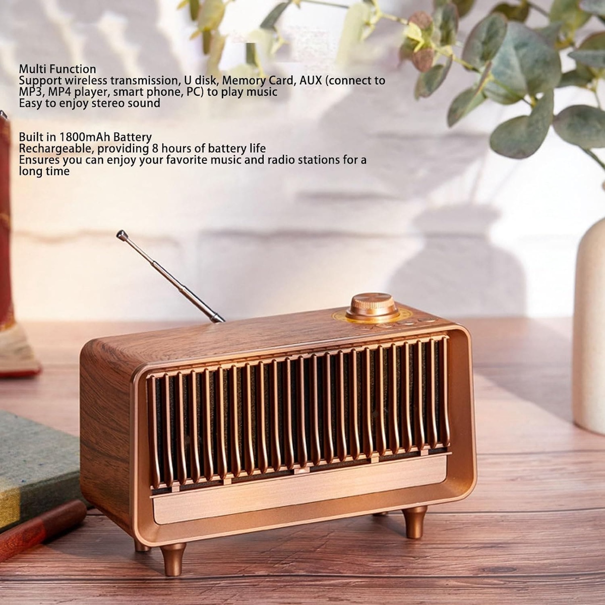 retro radio gemaakt van hout vintage kleine luidspreker