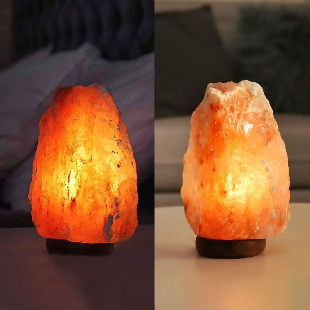 Himalaya zoutlampen (handgemaakt) met een houten voet