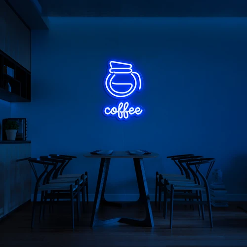 LED 3D neon logo op de muur KOFFIE