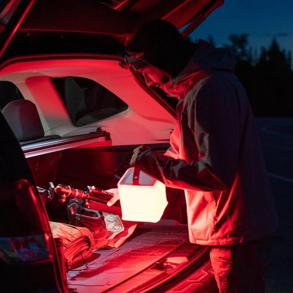 draagbare campinglantaarn rood ledlicht - luminaid titan