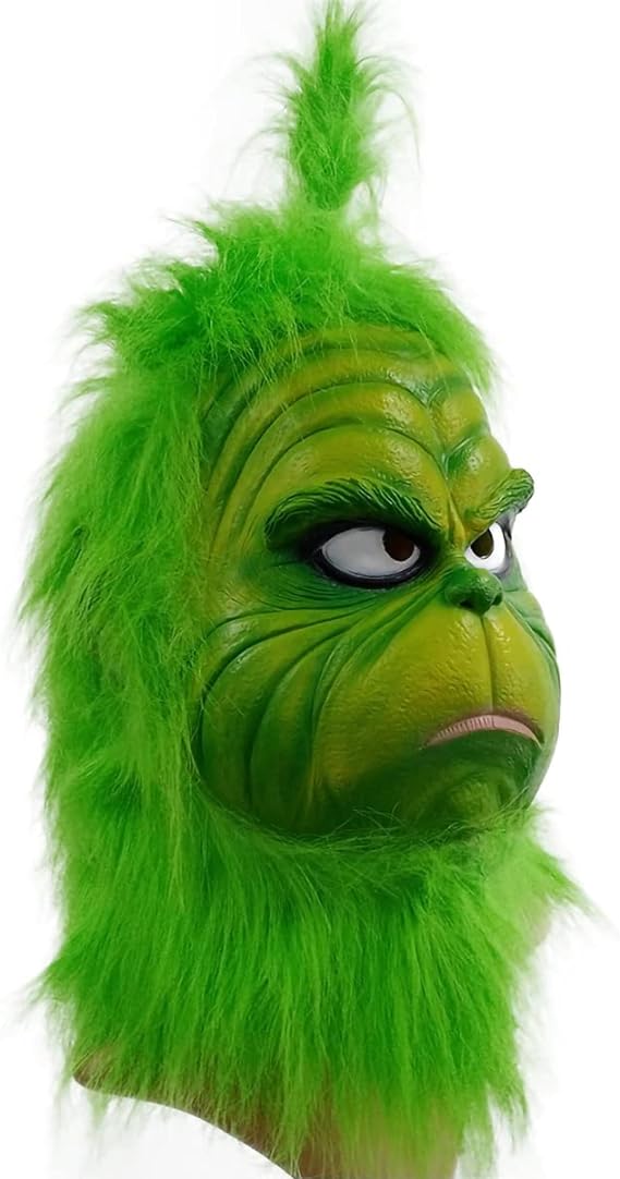 grinchmasker en handschoenen siliconenlatex realistisch