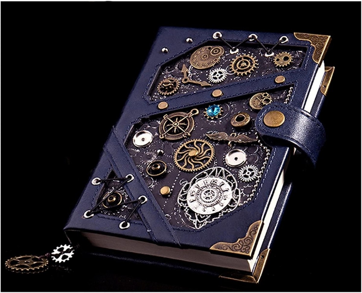 steampunk notitieblok set - luxe eco lederen notitieblok