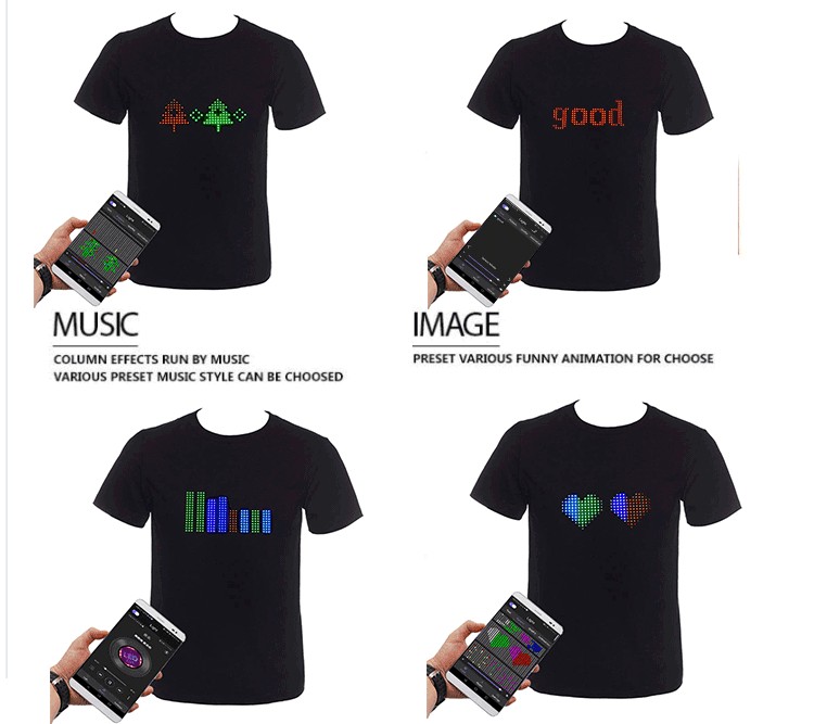 LED programmeerbaar t-shirt met gekleurd led-display