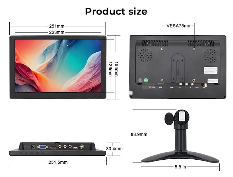 LCD LED-monitor voor camera's 10 inch kleiner voor camera's