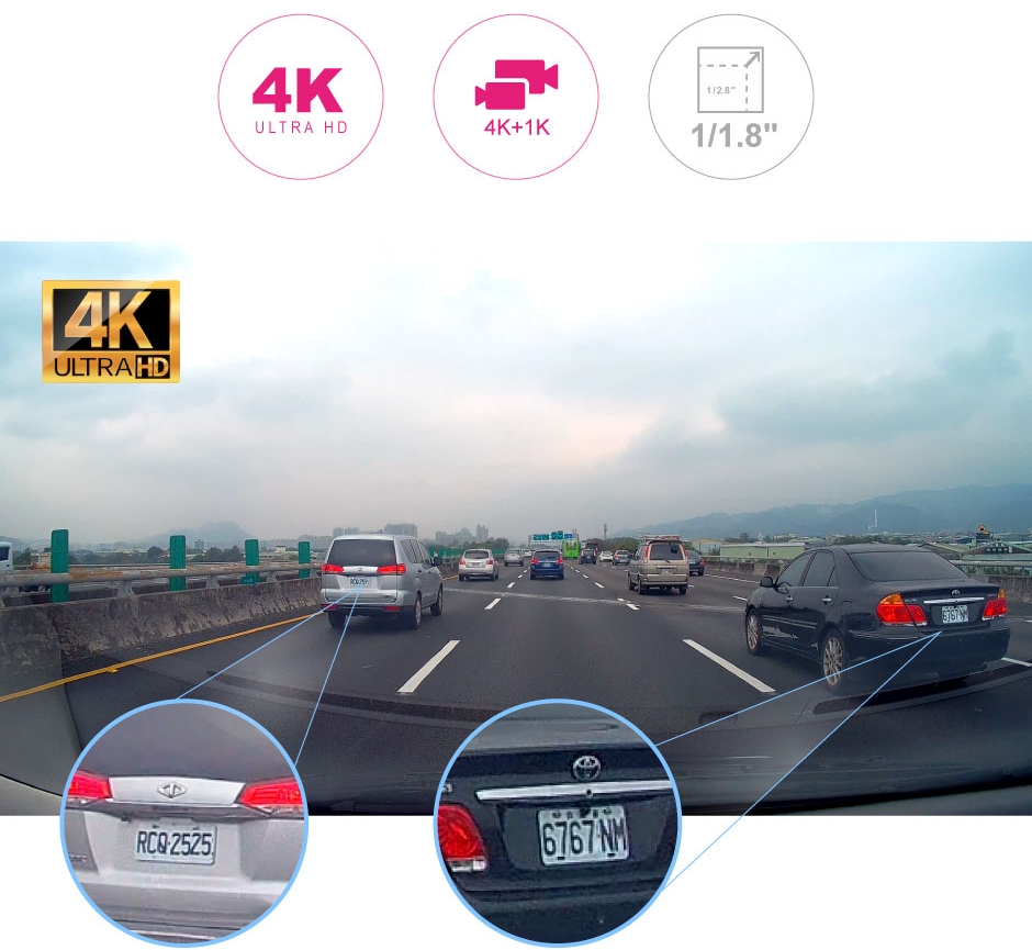 4k autocamera dubbele camera voor in de auto