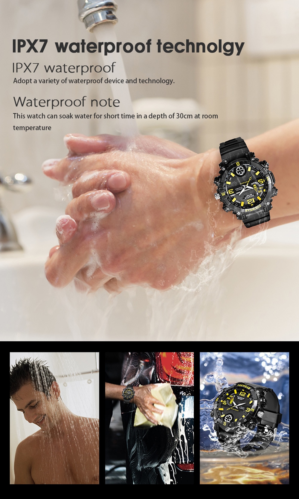 horloge met waterdichte IPX7 camera