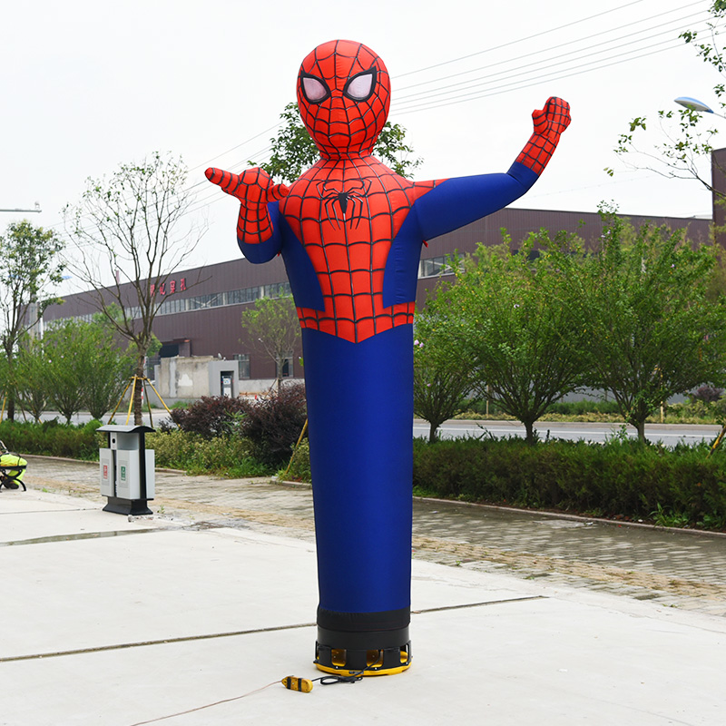 Spiderman ballon lucht beeldje met een waaier lucht danser ballon dansende man