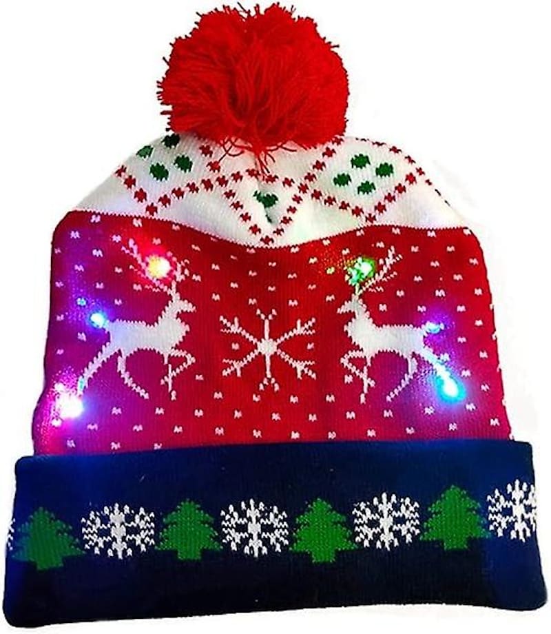 Wintermuts met pompon, verlichte kerst met LED-lampen - CHRISTMAS DEER