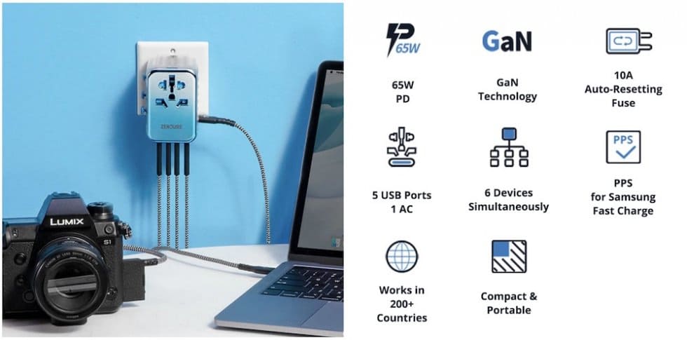 reisadapter voor opladen EU USA GB