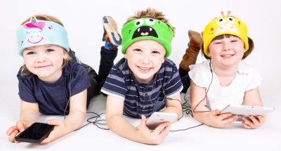 babyhoofdband met monster-headsets